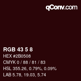 カラーコード: RGB 43 5 8 | qconv.com