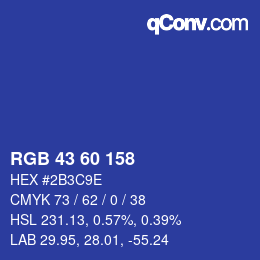 カラーコード: RGB 43 60 158 | qconv.com