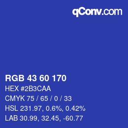 カラーコード: RGB 43 60 170 | qconv.com