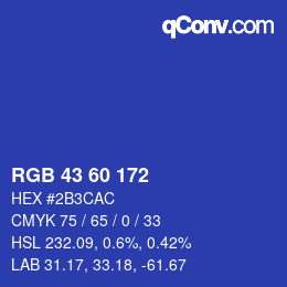 颜色代码: RGB 43 60 172 | qconv.com