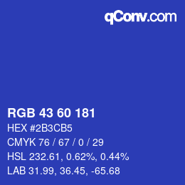Color code: RGB 43 60 181 | qconv.com