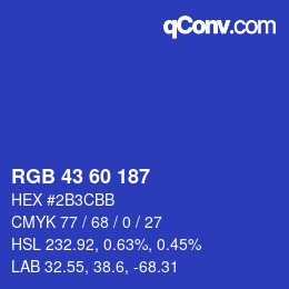 カラーコード: RGB 43 60 187 | qconv.com