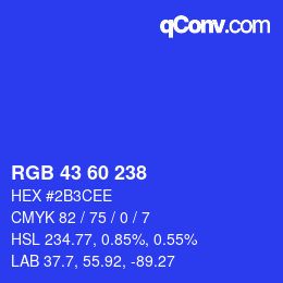 カラーコード: RGB 43 60 238 | qconv.com
