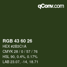Color code: RGB 43 60 26 | qconv.com