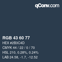 カラーコード: RGB 43 60 77 | qconv.com