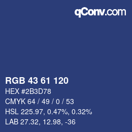 颜色代码: RGB 43 61 120 | qconv.com
