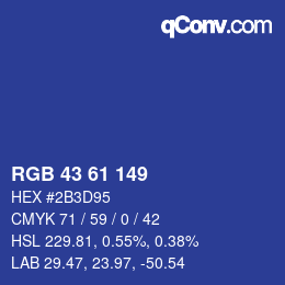 Color code: RGB 43 61 149 | qconv.com
