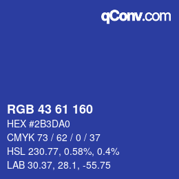 Color code: RGB 43 61 160 | qconv.com