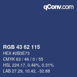Color code: RGB 43 62 115 | qconv.com