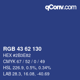 カラーコード: RGB 43 62 130 | qconv.com