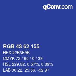 Color code: RGB 43 62 155 | qconv.com