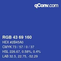 Color code: RGB 43 69 160 | qconv.com