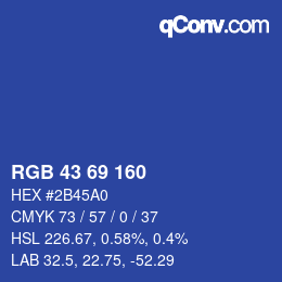 Code couleur: RGB 43 69 160 | qconv.com