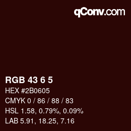 Color code: RGB 43 6 5 | qconv.com