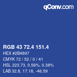 カラーコード: RGB 43 72.4 151.4 | qconv.com