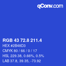 カラーコード: RGB 43 72.8 211.4 | qconv.com
