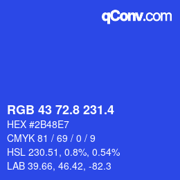 カラーコード: RGB 43 72.8 231.4 | qconv.com