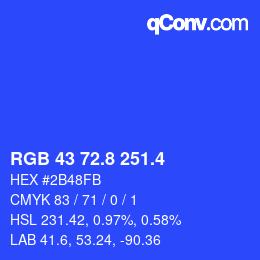 カラーコード: RGB 43 72.8 251.4 | qconv.com