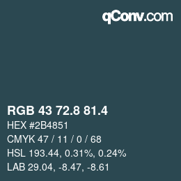 カラーコード: RGB 43 72.8 81.4 | qconv.com
