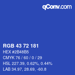 颜色代码: RGB 43 72 181 | qconv.com