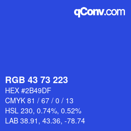 Farbcode: RGB 43 73 223 | qconv.com