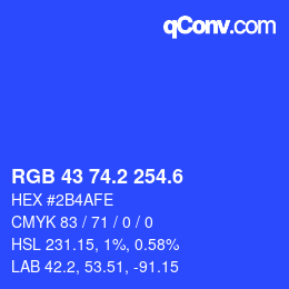 カラーコード: RGB 43 74.2 254.6 | qconv.com