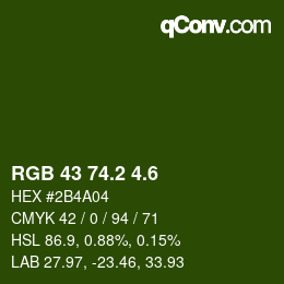 カラーコード: RGB 43 74.2 4.6 | qconv.com
