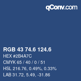 カラーコード: RGB 43 74.6 124.6 | qconv.com
