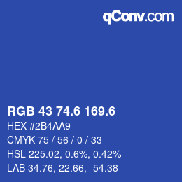 カラーコード: RGB 43 74.6 169.6 | qconv.com