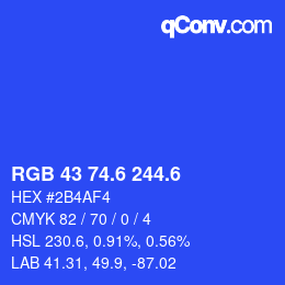 カラーコード: RGB 43 74.6 244.6 | qconv.com