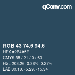 カラーコード: RGB 43 74.6 94.6 | qconv.com