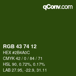 Color code: RGB 43 74 12 | qconv.com