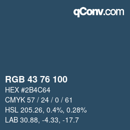 Farbcode: RGB 43 76 100 | qconv.com