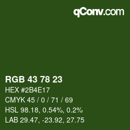 Color code: RGB 43 78 23 | qconv.com