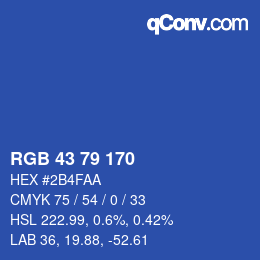 カラーコード: RGB 43 79 170 | qconv.com