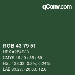 Color code: RGB 43 79 51 | qconv.com