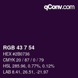 Farbcode: RGB 43 7 54 | qconv.com