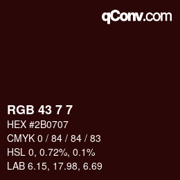 Color code: RGB 43 7 7 | qconv.com