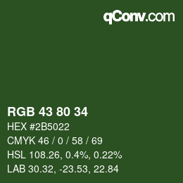 颜色代码: RGB 43 80 34 | qconv.com