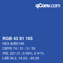 Color code: RGB 43 81 165 | qconv.com