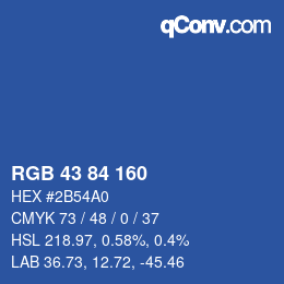 Color code: RGB 43 84 160 | qconv.com