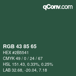 Farbcode: RGB 43 85 65 | qconv.com