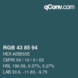 カラーコード: RGB 43 85 94 | qconv.com