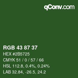 カラーコード: RGB 43 87 37 | qconv.com