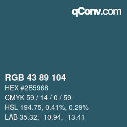 Farbcode: RGB 43 89 104 | qconv.com