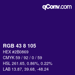 Color code: RGB 43 8 105 | qconv.com