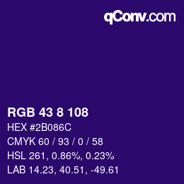 Color code: RGB 43 8 108 | qconv.com