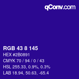 Color code: RGB 43 8 145 | qconv.com