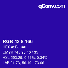 カラーコード: RGB 43 8 166 | qconv.com