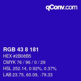 Color code: RGB 43 8 181 | qconv.com